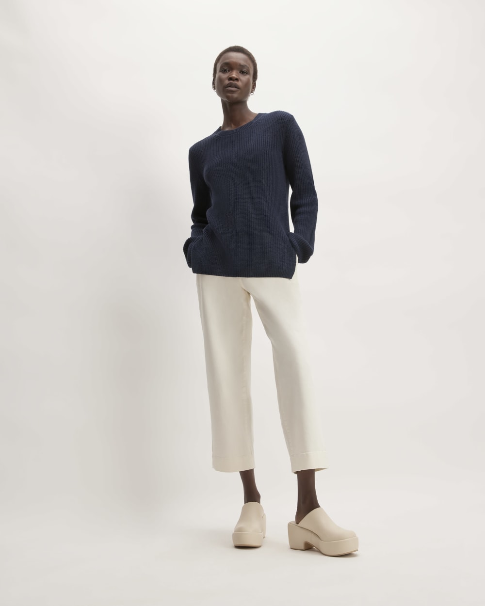 The Organic Cotton Slim Crew Sweater | Navy - Image 3