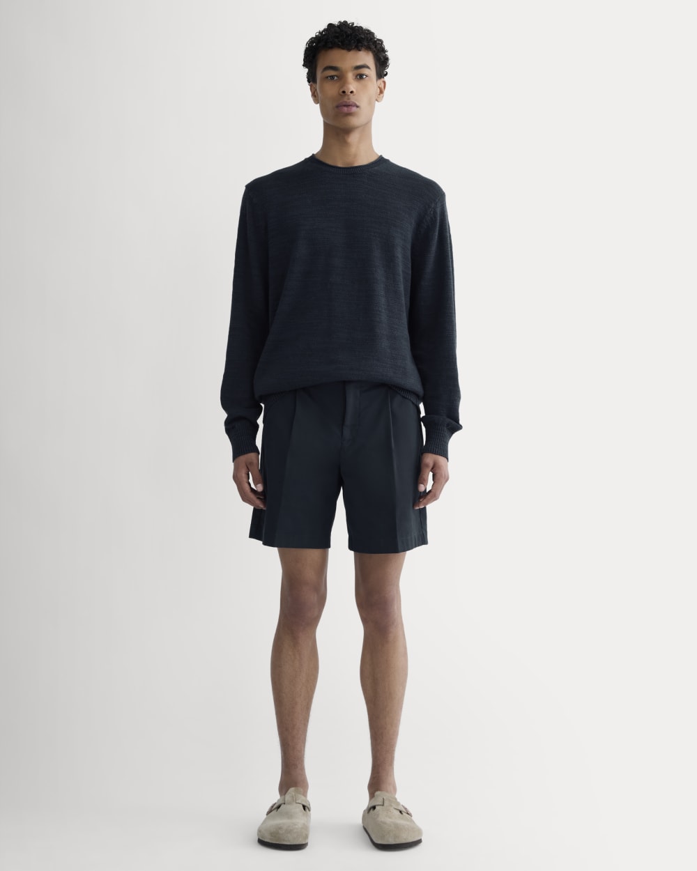 The Cotton Linen Pullover | Navy - Image 3
