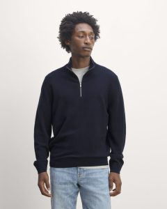 The Quarter-Zip in Cashmere |  Navy
