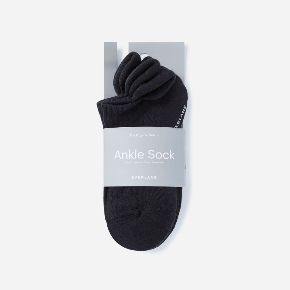 The Organic Cotton Ankle Sock 3-Pack | Black - Image 3