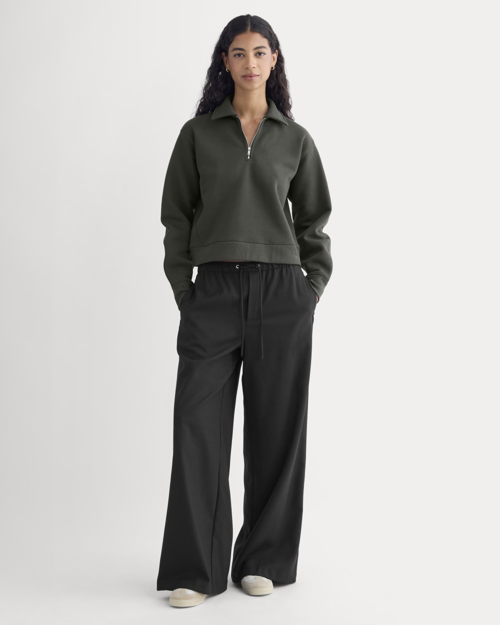 Luxe Fleece Zip Polo | Washed Black - Image 3