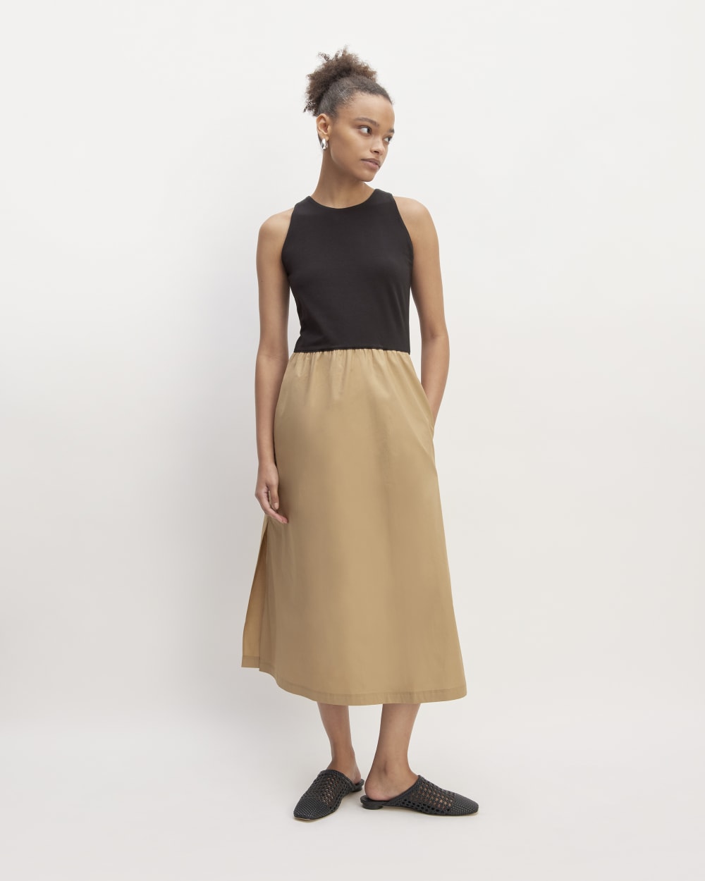 The Supima? High-Neck Riviera Dress | Black / Tiger's Eye