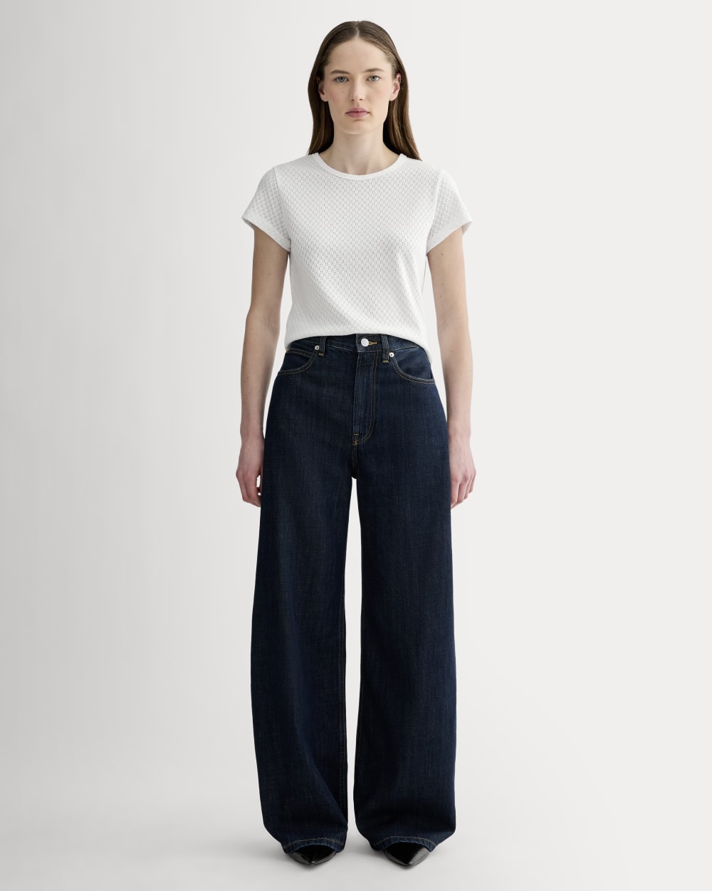 The Pointelle Short-Sleeve Tee | White - Image 3