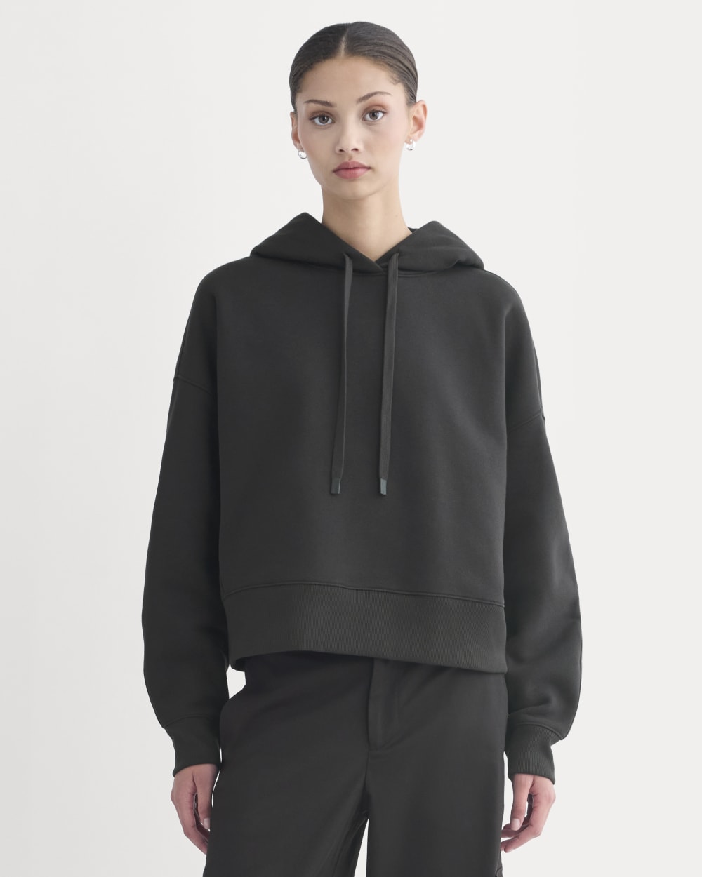 Cropped Luxe Fleece Hoodie | Black