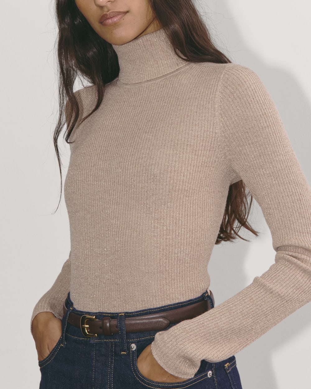 The Turtleneck in Lurex Merino | Rose Gold - Image 4