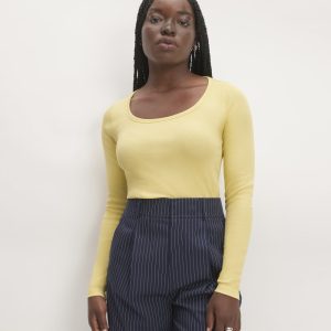 The Luxe Rib Long-Sleeve Scoop-Neck Tee | Raffia