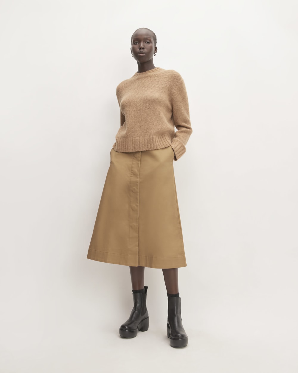 The Structured Cotton A-Line Skirt | Toasted Coconut - Image 3