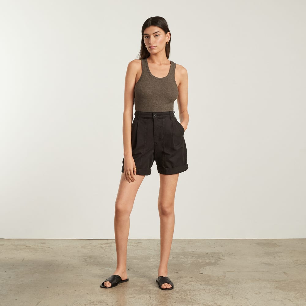 The Pima Micro-Rib U-neck Tank | Heathered Fatigue - Image 4