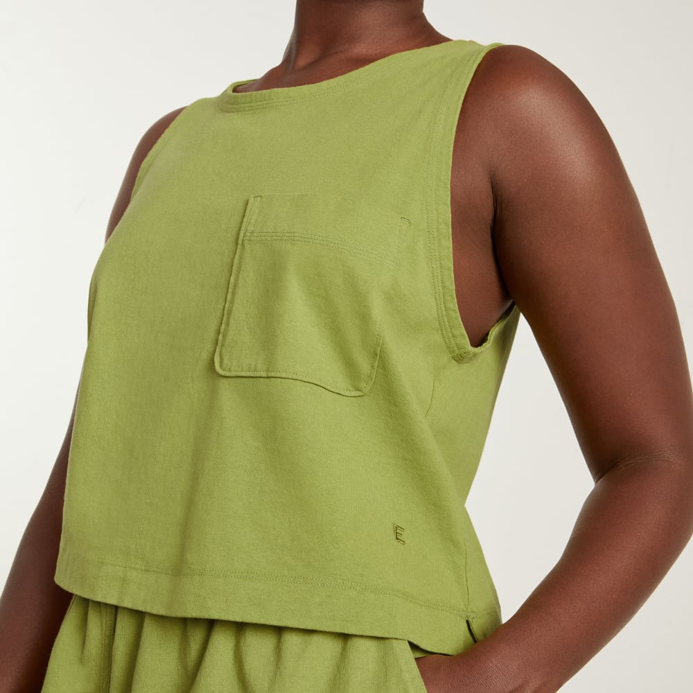 The Premium Weight Cropped Pocket Tank | Pepper - Image 4