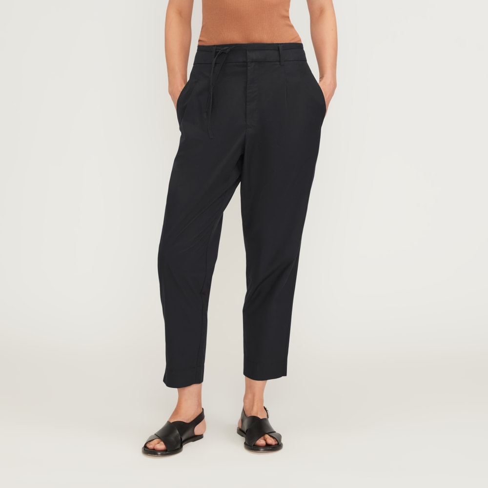 The Poplin Pleated Taper Pant | Black