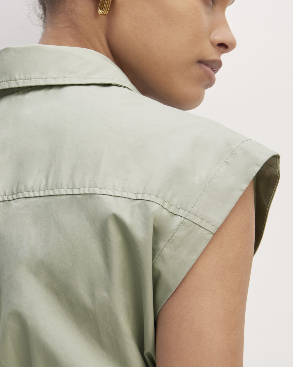 The Supima? Cotton Short-Sleeve Shirt Dress | Sage Green - Image 4