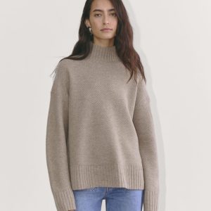 The Honeycomb Funnel Neck in Wool Cashmere | Oatmeal