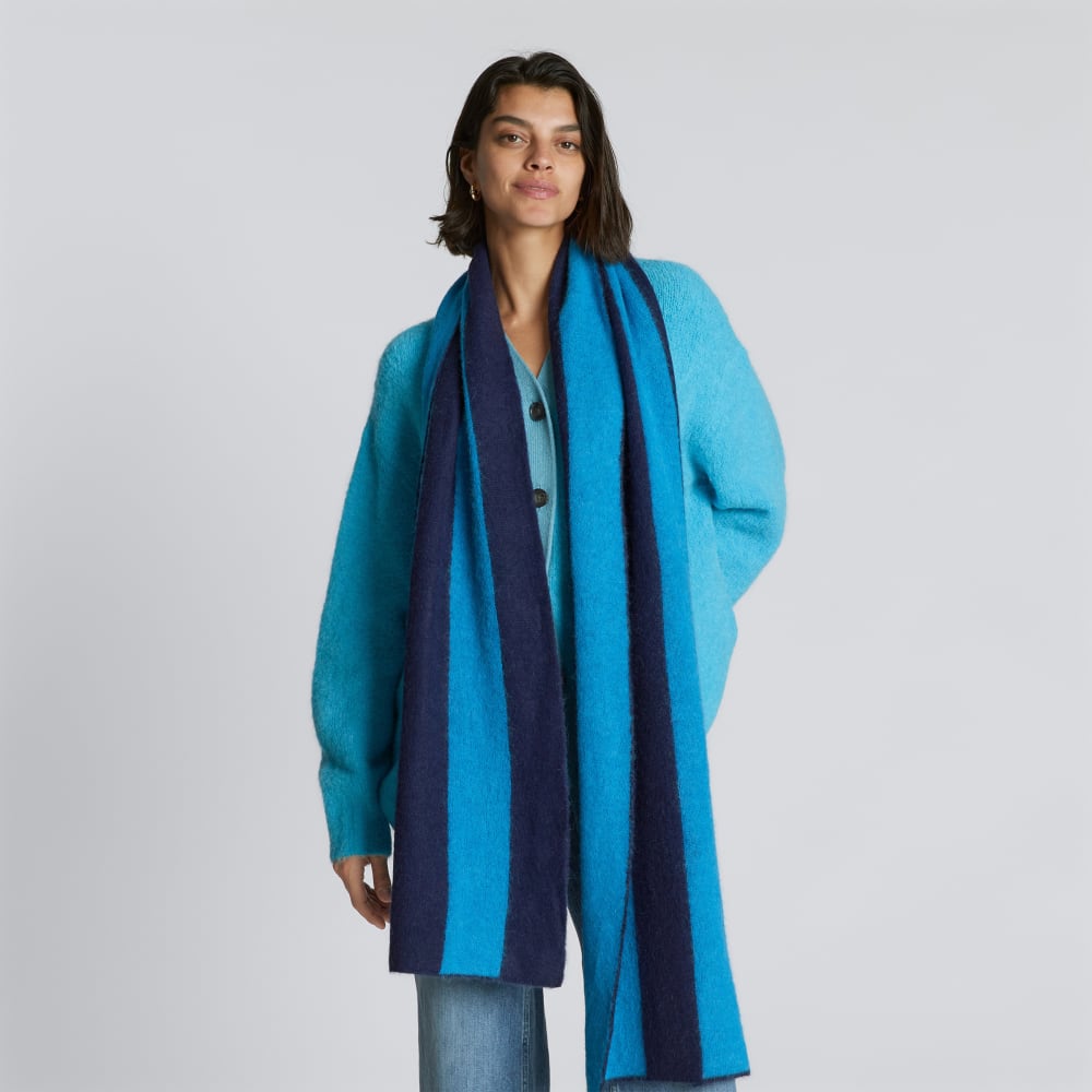 The Alpaca Patterned Scarf | Horizon Blue / Ocean Cavern - Image 2