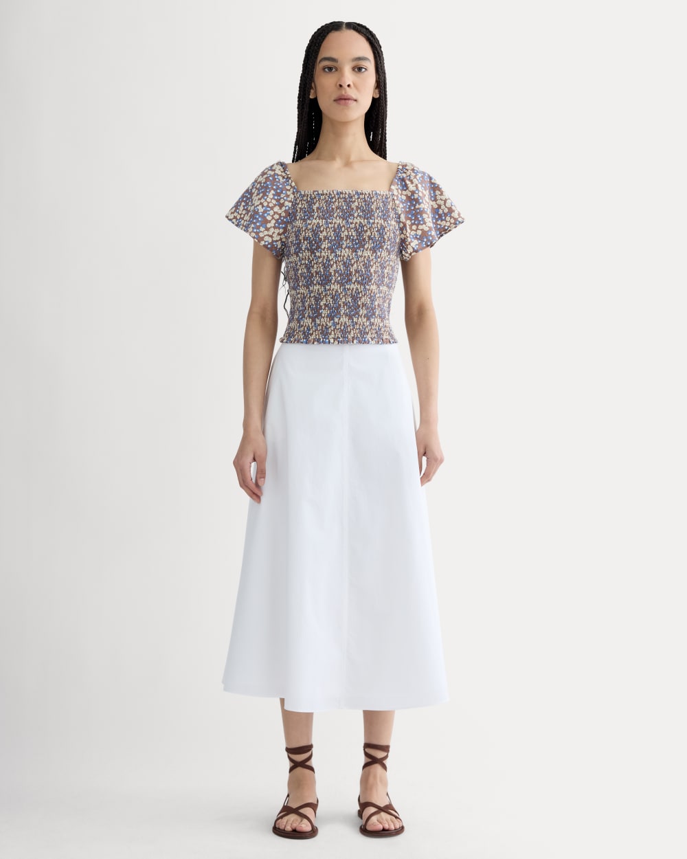 The Gauze Smocked Top | Mocha Floral - Image 3