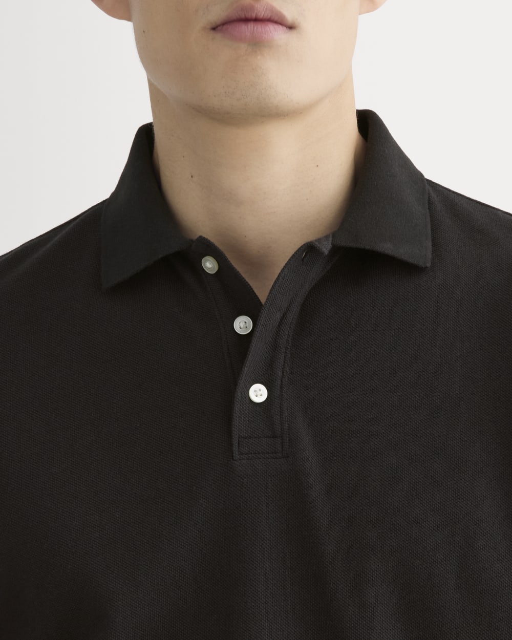 The Long-Sleeve Pique Polo | Black - Image 4
