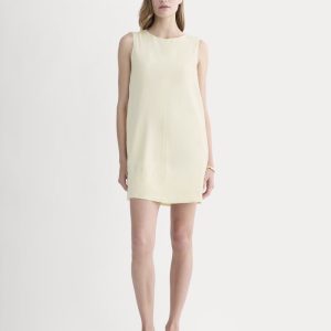 The Shift Dress in Stretch Linen | Light Yellow