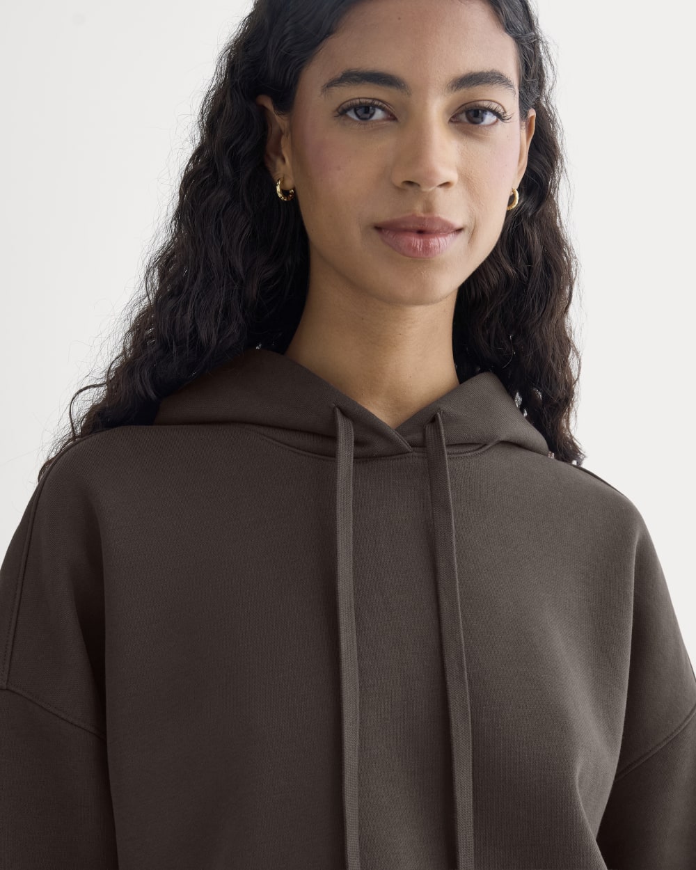 Cropped Luxe Fleece Hoodie | Dark Chocolate - Image 4