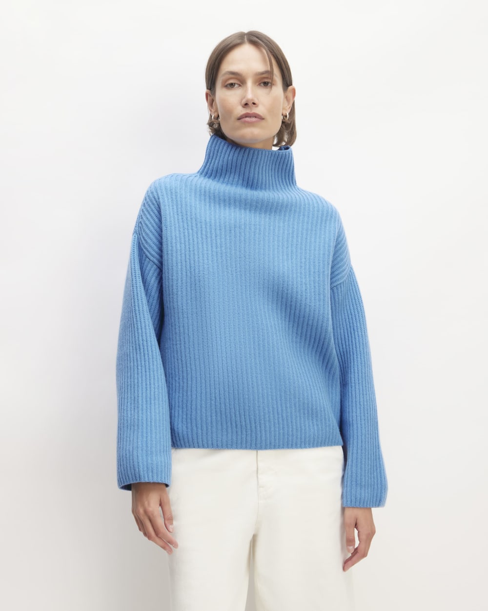 The Felted Merino Funnel-Neck Pullover | Heritage Blue
