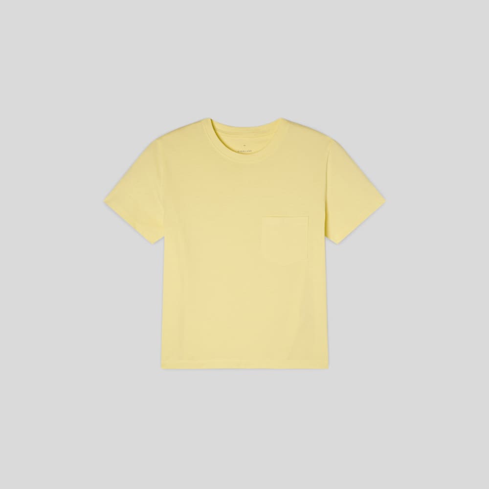 The Box-Cut Tee in Essential Cotton | Pale Yellow | Pocket - Image 2