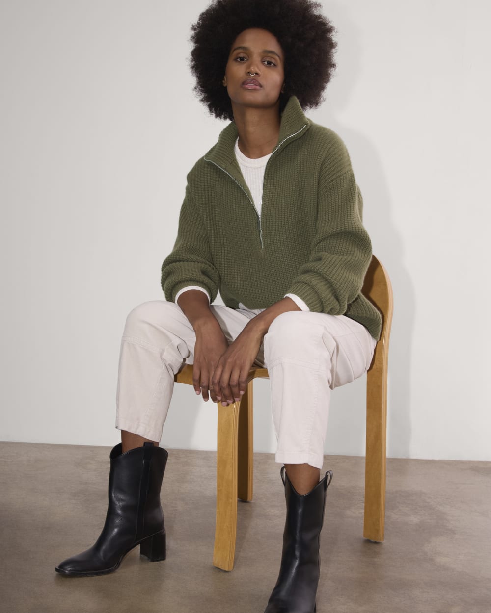 The Half-Zip Sweater in Luxe Merino | Kalamata - Image 4