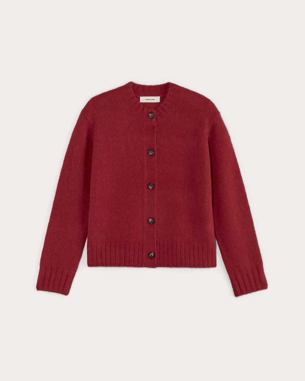 The Crew Cardigan in Alpaca | Berry Red - Image 2