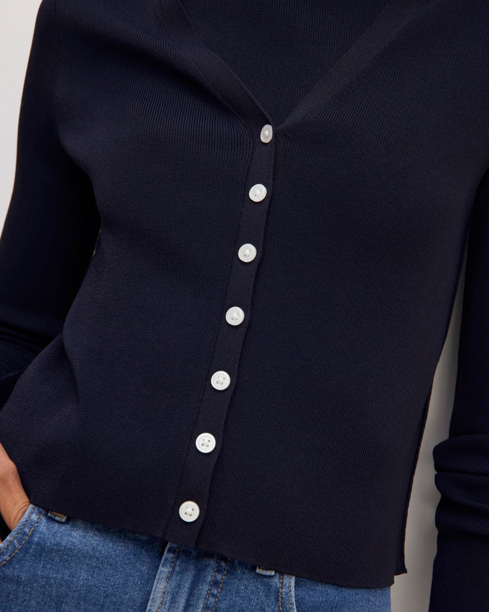 The Viscose Knit Cardigan | Navy - Image 5