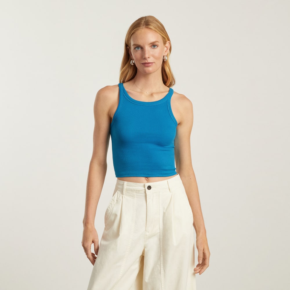 The Pima Micro-Rib Short Tank | Horizon Blue - Image 2