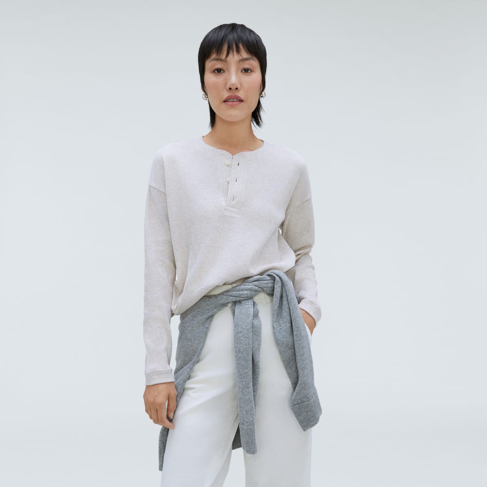 The Organic Cotton Waffle Henley | Heathered Tan - Image 5