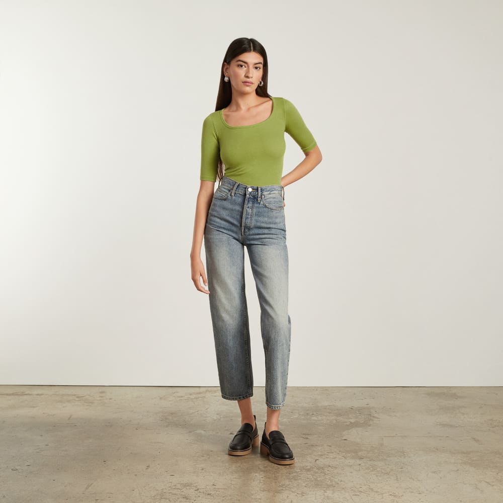 The Luxe Micro-Rib Scoop-Neck Tee | Pepper - Image 4