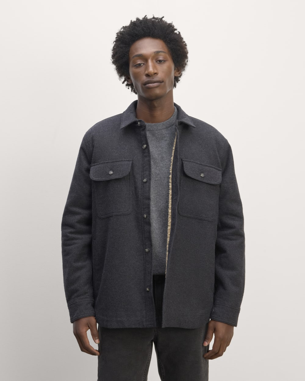 The ReNew Fleece-Lined Heavyweight Overshirt | Heather Charcoal - Image 3