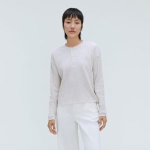 The Organic Cotton Waffle Henley | Heathered Tan