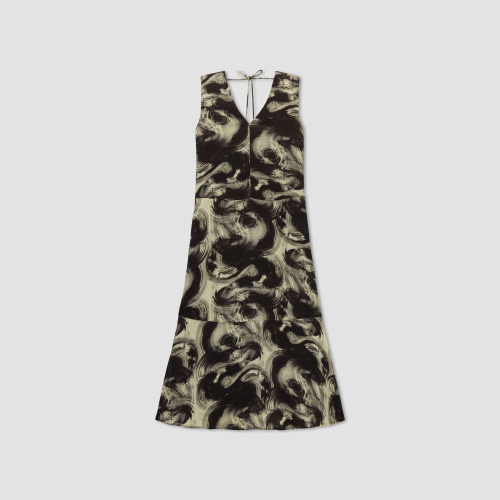 The Satin V-Neck Maxi Dress | Pale Yellow / Black - Image 2