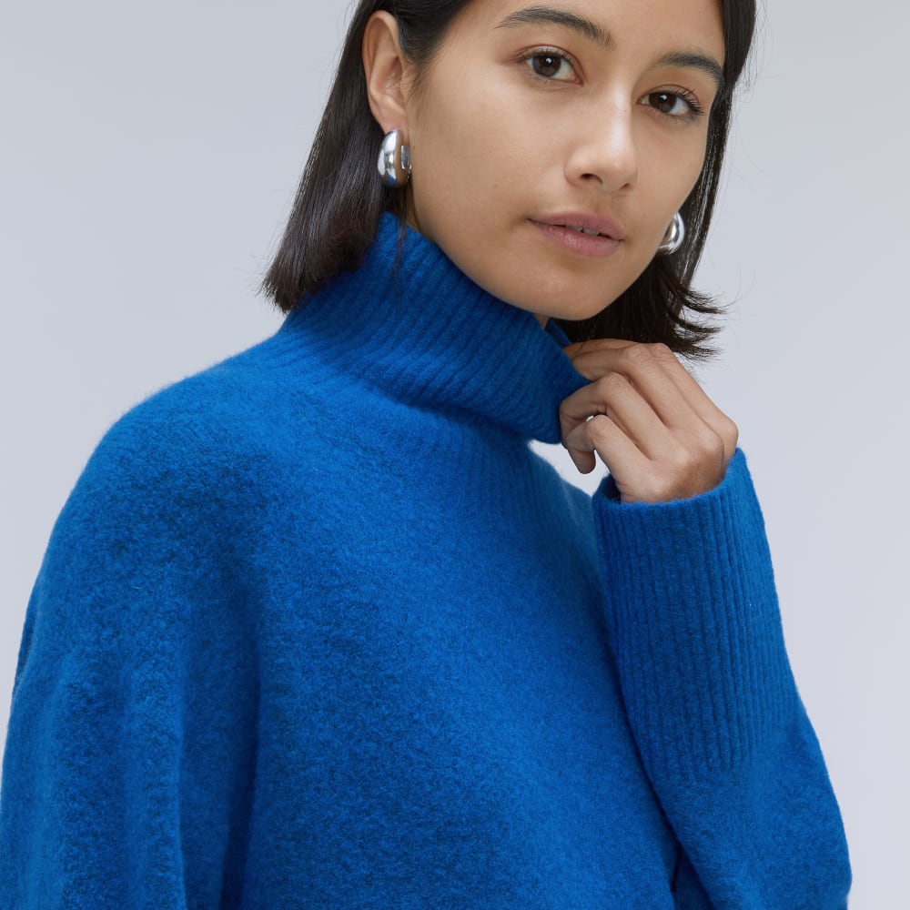 The Cozy Stretch Turtleneck Dress | Heathered Lapis Blue - Image 4