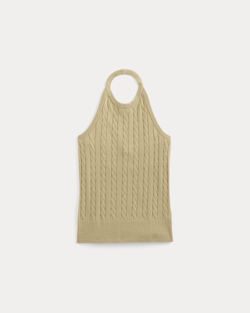 The Cable Halter in Cotton Cashmere | Classic Khaki - Image 2