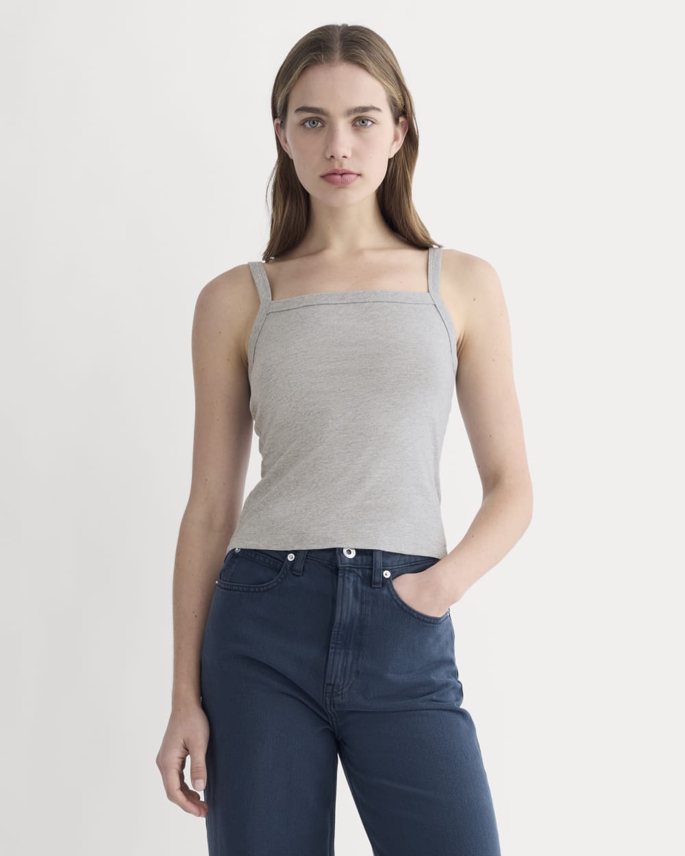 The Essential Square-Neck Tank | Heathered Grey