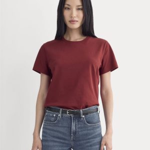 The Box-Cut Tee in Essential Cotton | Merlot | No Pocket
