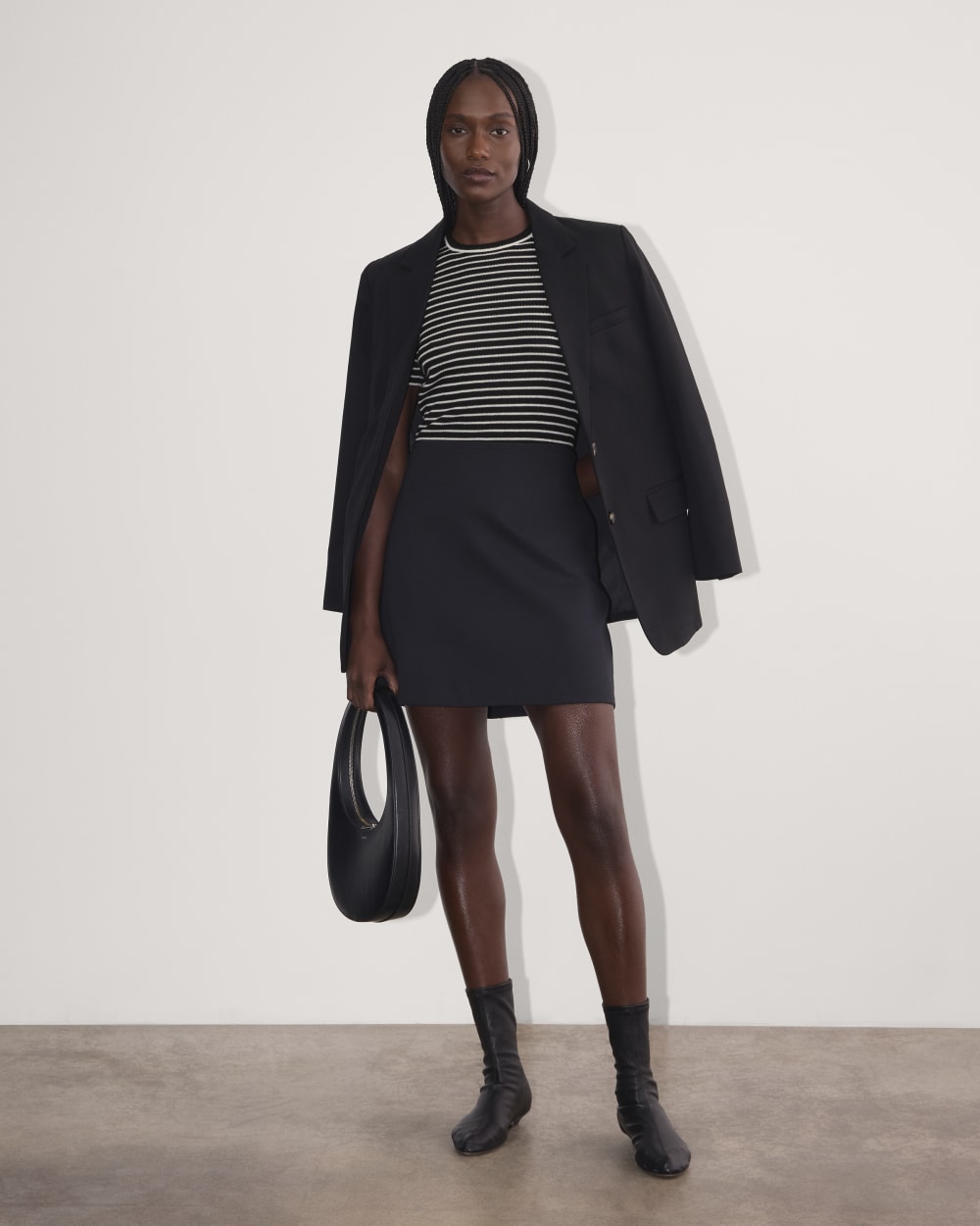 The Sweater Tee in Ultrasoft Merino | Black / Bone - Image 3