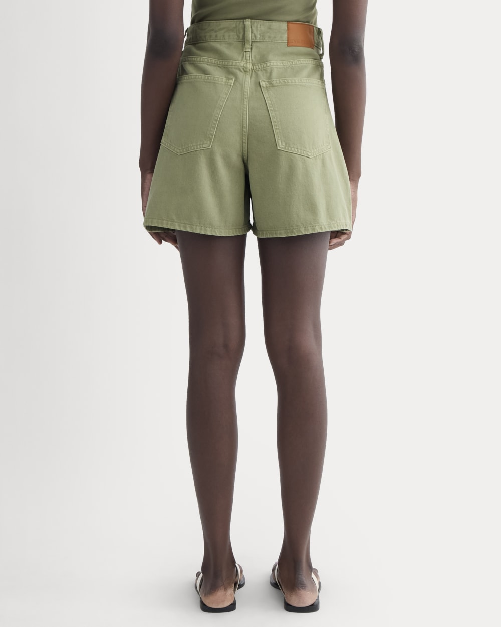 The A-Line Denim Short | Neutral Oil Green - Image 5