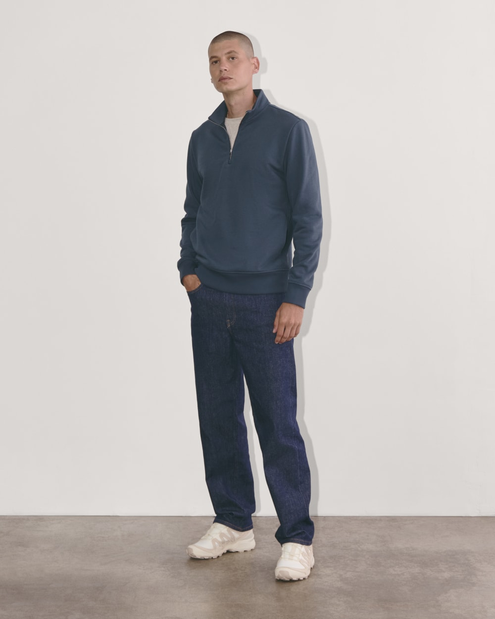The Off-Duty Terry Quarter-Zip | Midnight Navy - Image 3
