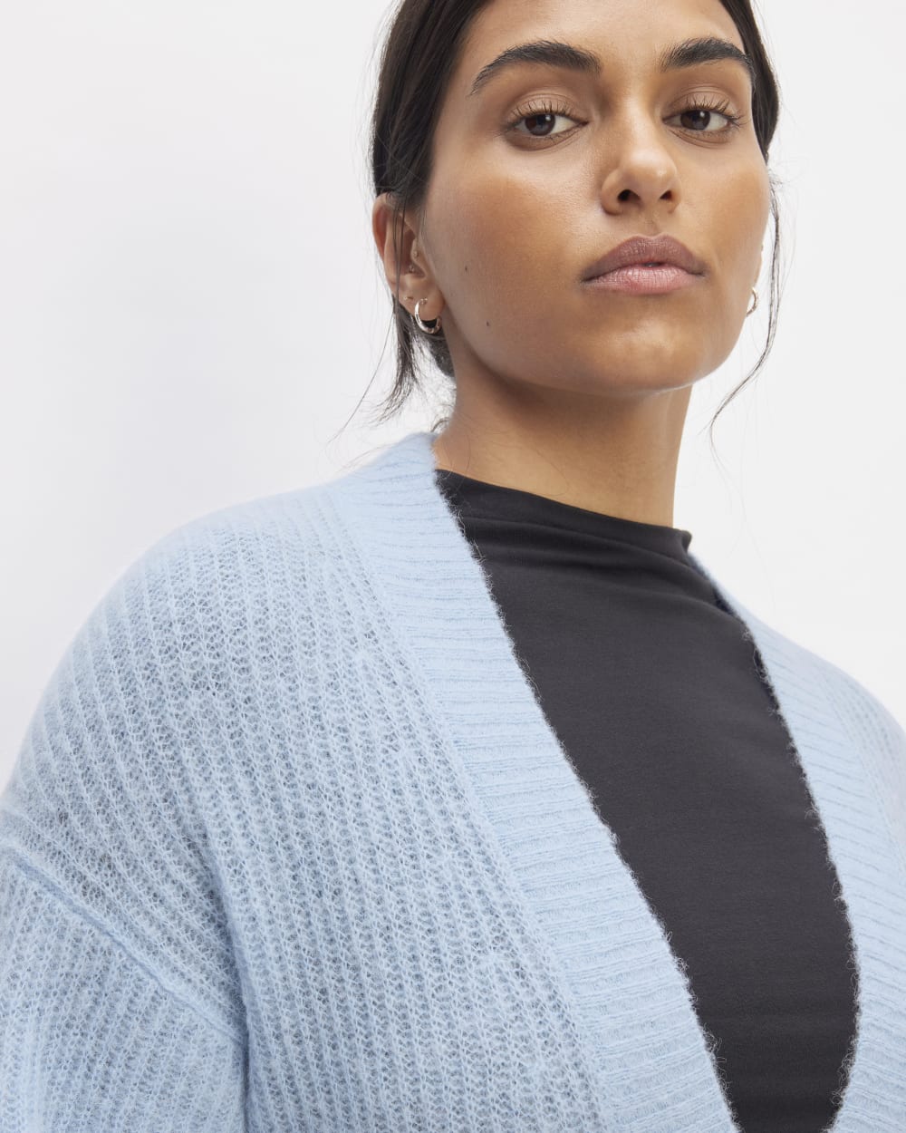 The Alpaca Oversized Cardigan | Chambray Blue - Image 4