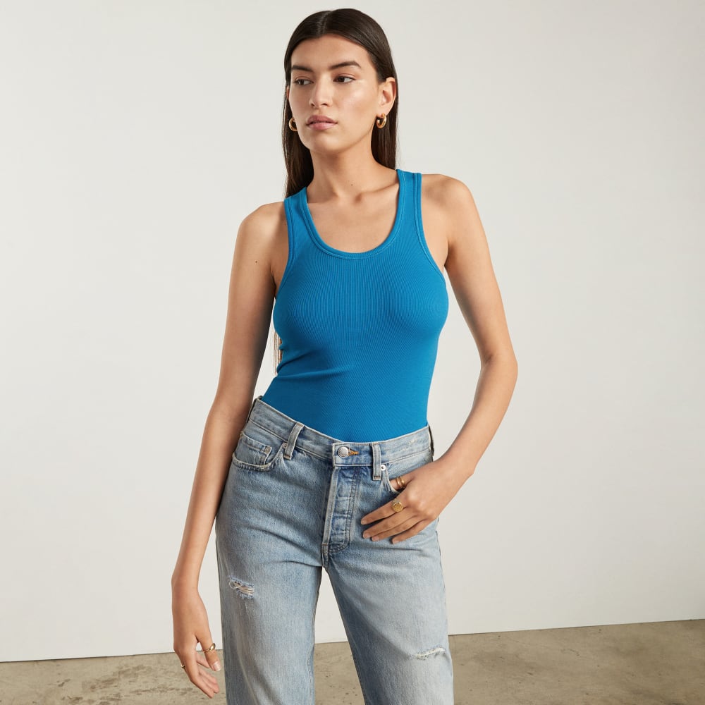 The Pima Micro-Rib U-neck Tank | Horizon Blue - Image 6