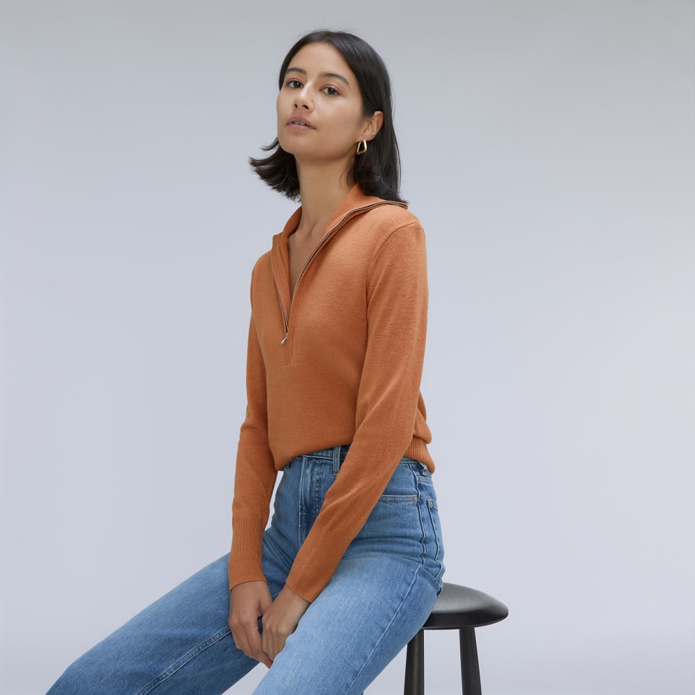 The Luxe Merino Half-Zip Sweater | Tawny Brown - Image 6