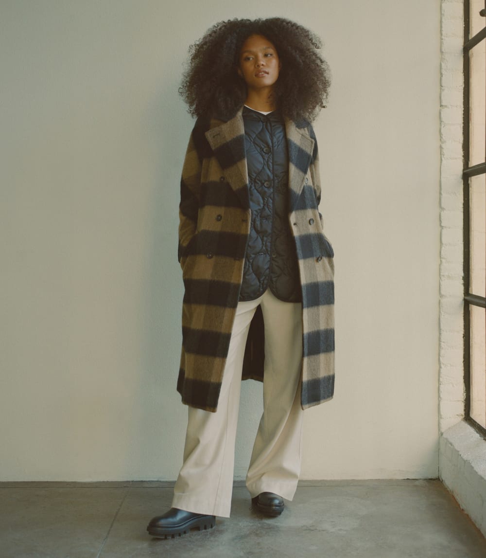 The Brushed Italian ReWool? Peacoat | Camel Buffalo Check - Image 3