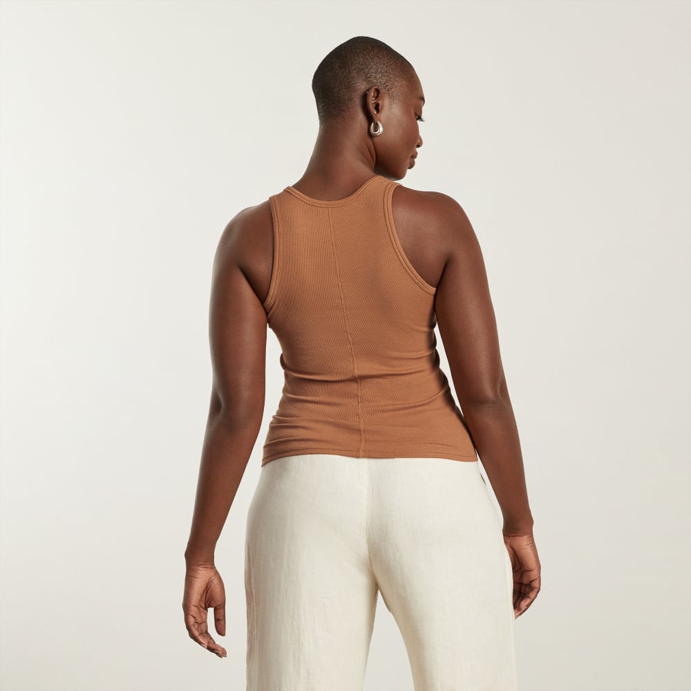 The Pima Micro-Rib U-neck Tank | Tawny Brown - Image 3