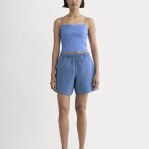 The Seersucker Pull-On Short | Soft Cobalt