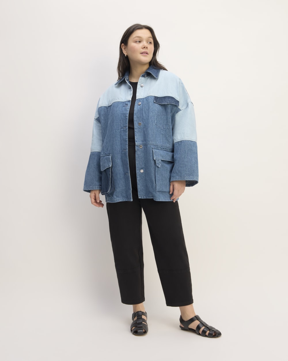 The Everlane x Marques' Almeida Denim Patchwork Jacket | Diamond Blue - Image 3