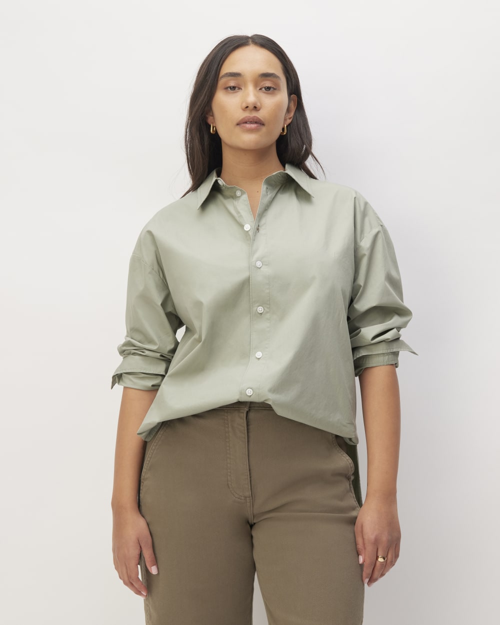 The Supima? Cotton Boyfriend Shirt | Sage Green