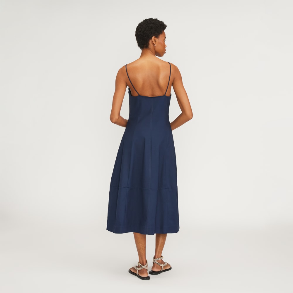 The Structured Cotton Bell Dress | Navy - Image 3