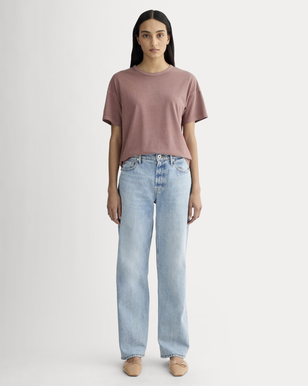 The Boyfriend Tee in Essential Cotton | Brown Garment Dye - Image 3