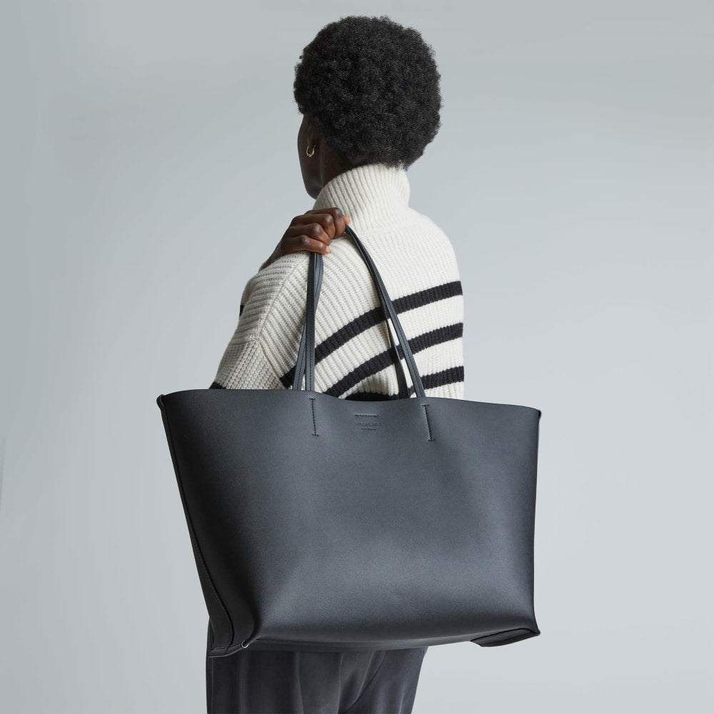The Luxe Italian Leather Tote | Black - Image 3